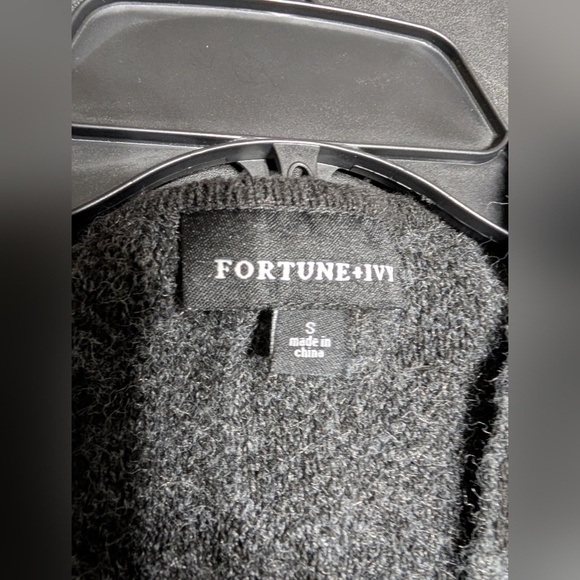 Fortune+Ivy Black And Grey Mix Animal Print Open Front Knit Cardigan Pockets S - Picture 3 of 7